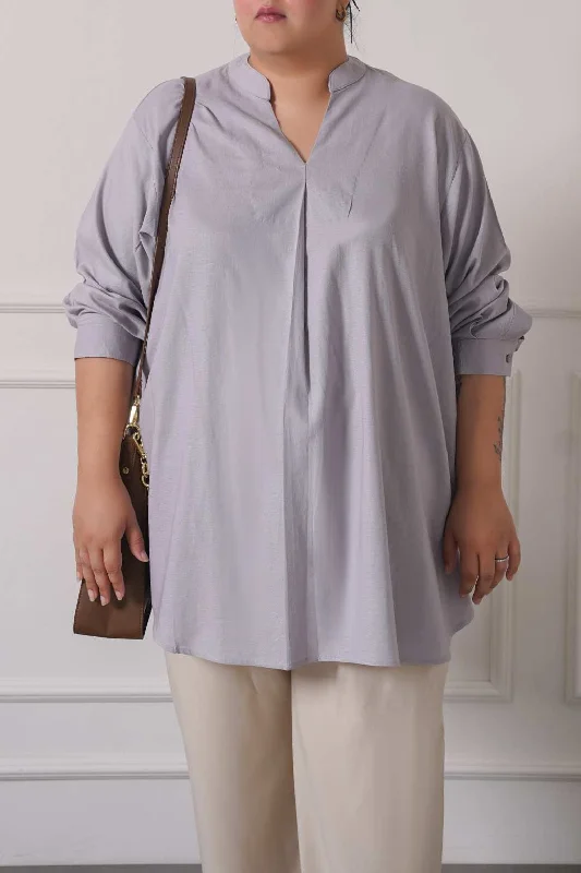 CURVE LINEN PLEATED BLOUSE