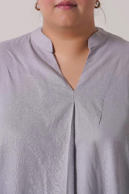 CURVE LINEN PLEATED BLOUSE