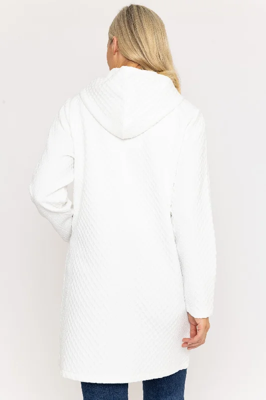 Long Line Textured Jersey Jacket in White