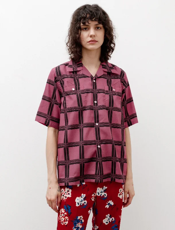 S/S Cowboy One-Up Shirt Papillon Plaid Pink