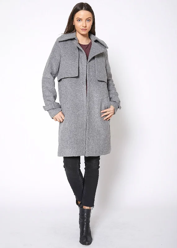 Women's Wool Blended Overlay Notch Collar Coat