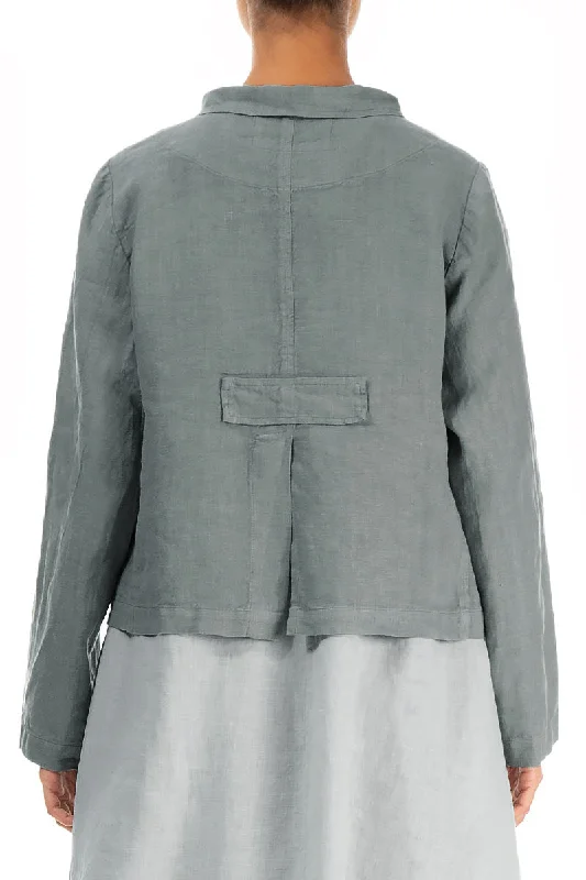 Buttoned Sage Linen Jacket