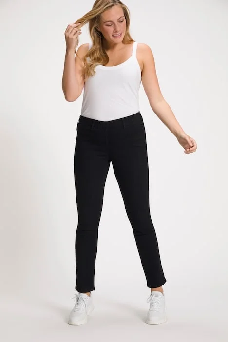 Denim Look Elastic Jeggings in Black