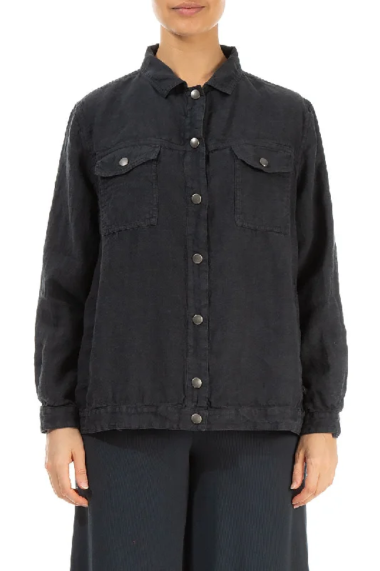 Graphite Linen Trucker Jacket