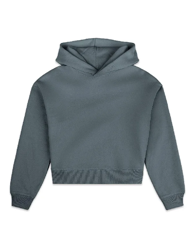 The Womens Pullover Crop Hoodie in Slate Grey