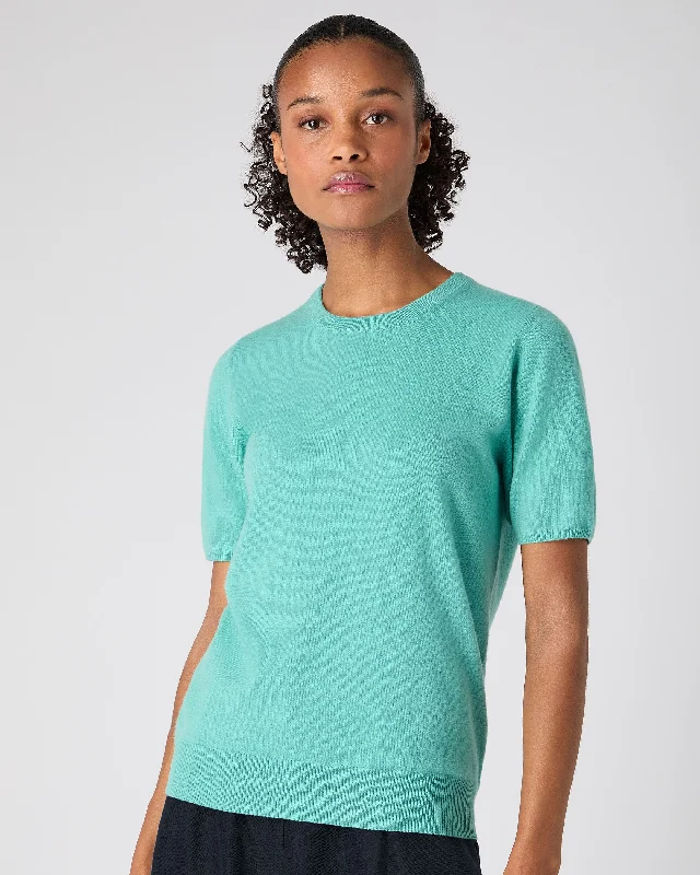 Women's Milly Classic Cashmere T-Shirt Opal Green