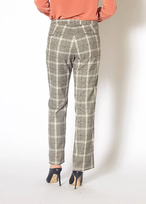 Women's Suiting Straight Pants in Mocha Plaid