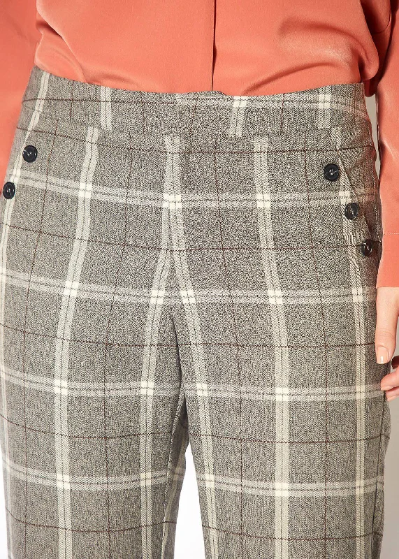 Women's Suiting Straight Pants in Mocha Plaid