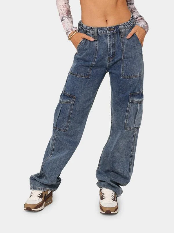 Women's Wide Legs Cargo Jeans